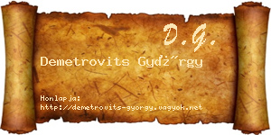 Demetrovits György névjegykártya