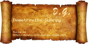 Demetrovits György névjegykártya